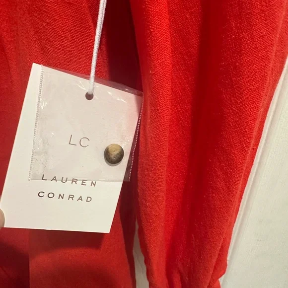 LC Lauren Conrad Red Button Down Shirt - Picture 3 of 4
